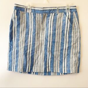 Tommy Hilfiger Linen Stripe Mini Skirt Blue White Size 6